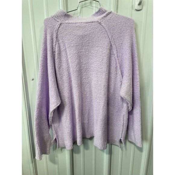 Easel Purple Plush Sweater Size Large Textured Sweater Cozy Patch Pocket Purple - Picture 1 of 6